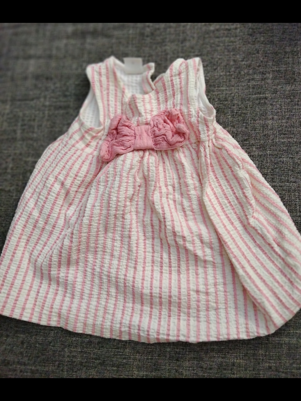 Pink Striped Bow Kids Dress